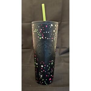 NWT Starbucks Black SS Tumbler with Neon Dots
